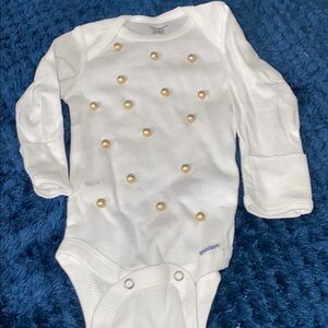 White Pearl-Embellished Kids One Piece